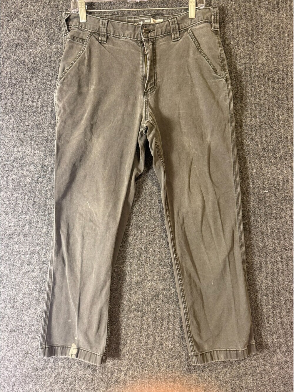 Carhartt Canvas Work Pants Mens 33x30 Gray Relaxed Fit Utility Dungaree Distress